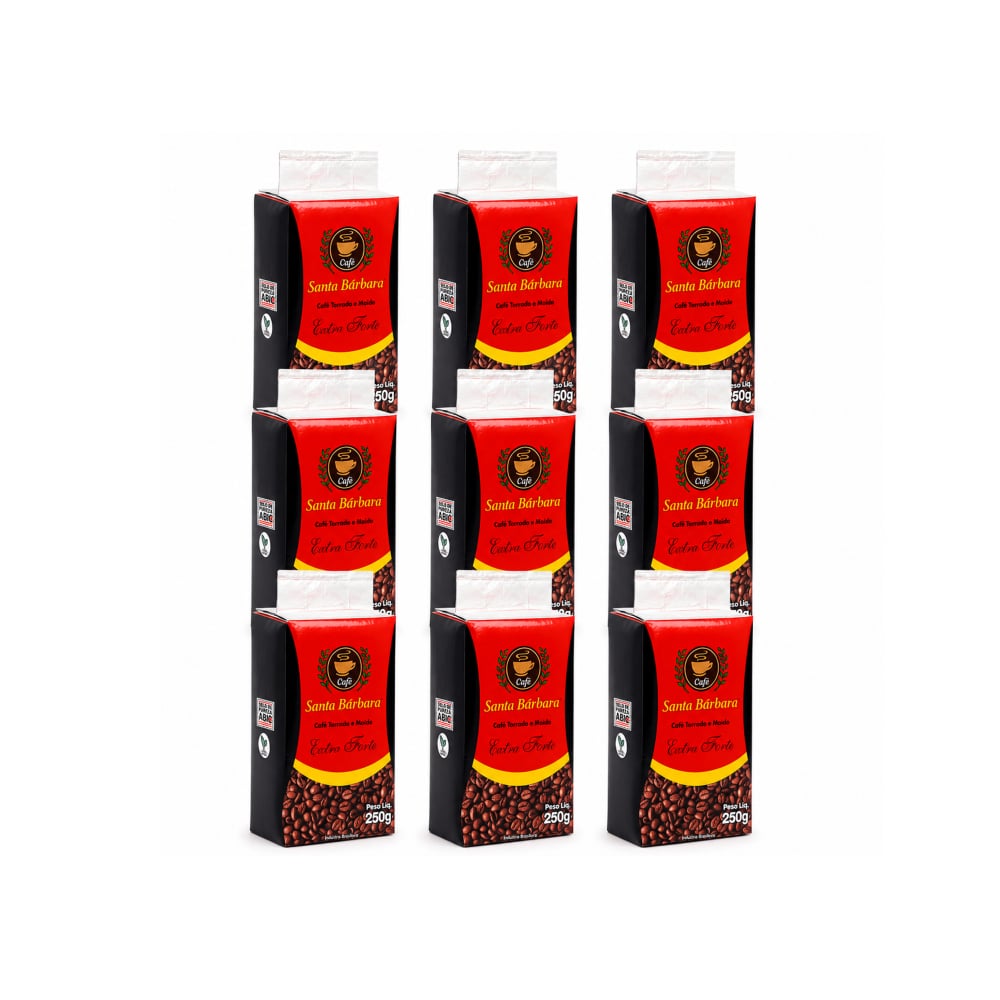 Café tostado y molido extra fuerte Santa Bárbara (9 x 250 g / 8.8 oz) - Imagen 1