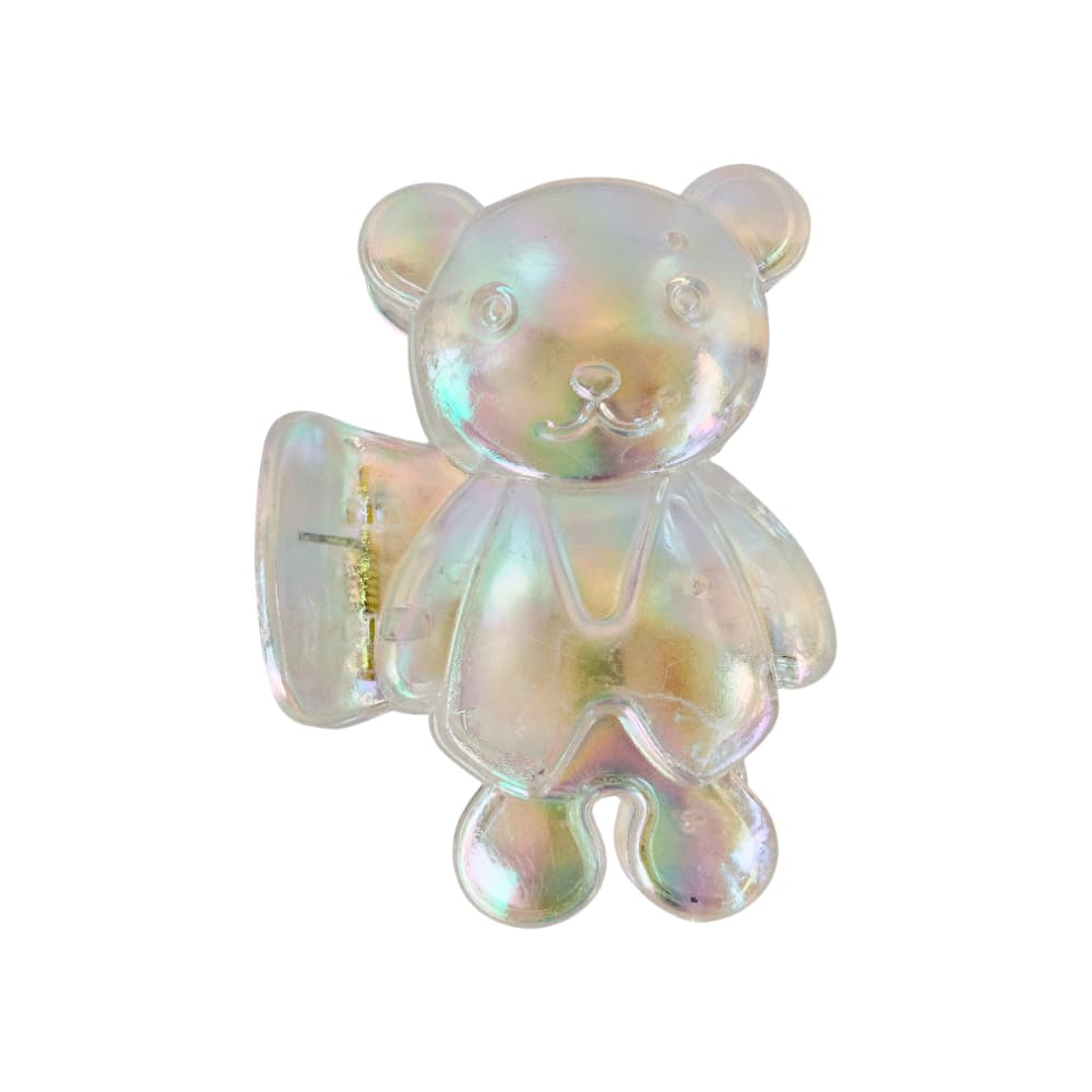 Gancho con figura de oso blanco transparente con acabado tornasolado para el cabello Tiara - Imagen 1