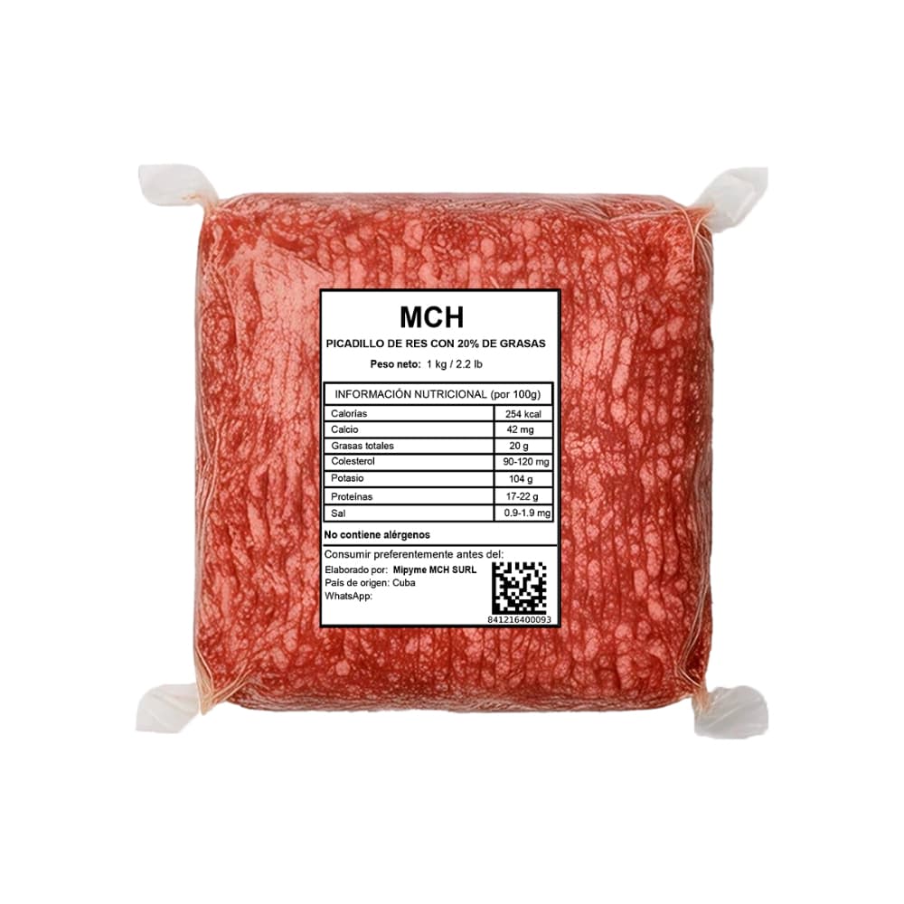 Picadillo de res con 20% de grasa MCH (1 kg / 2.2 lb) - Imagen 1