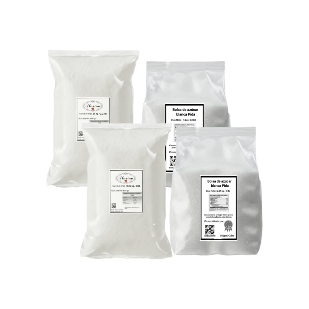 2 Harina de trigo Pida (1 kg + 5 lb) + 2 Azúcar blanca Pida (1 kg + 5 lb) - Imagen 1