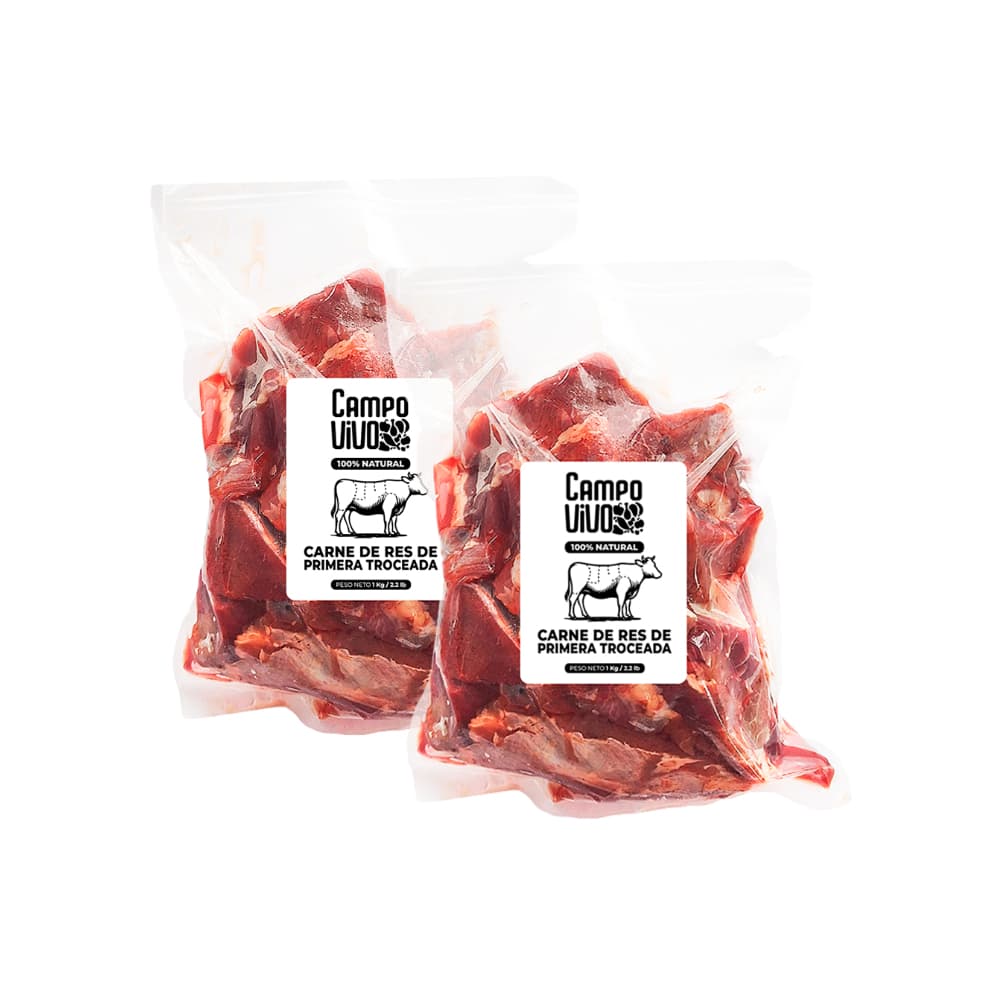 Carne de res de primera troceada Campo Vivo (2 x 1 kg / 2.2 lb) - Imagen 1