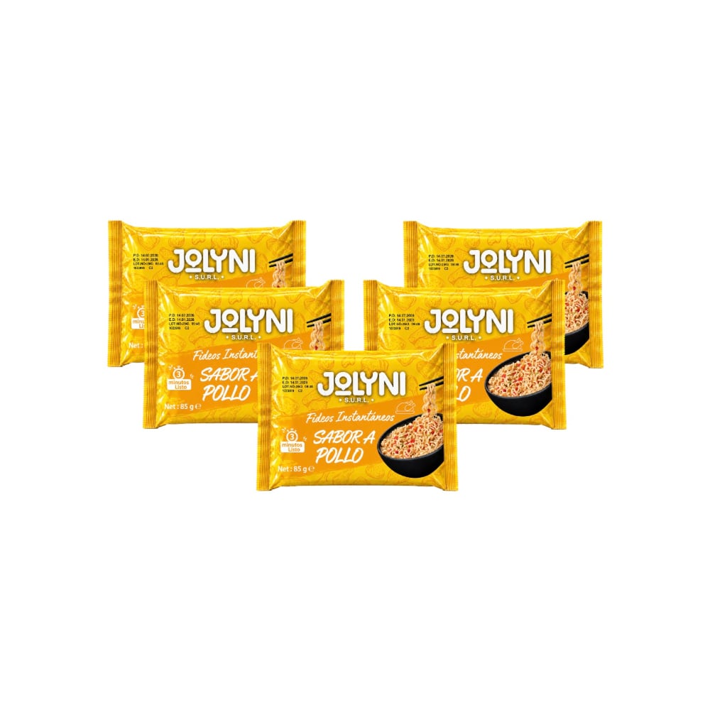 Sopa de fideos instantáneos sabor pollo Jolyni (5 x 85 g / 3 oz) - Imagen 1