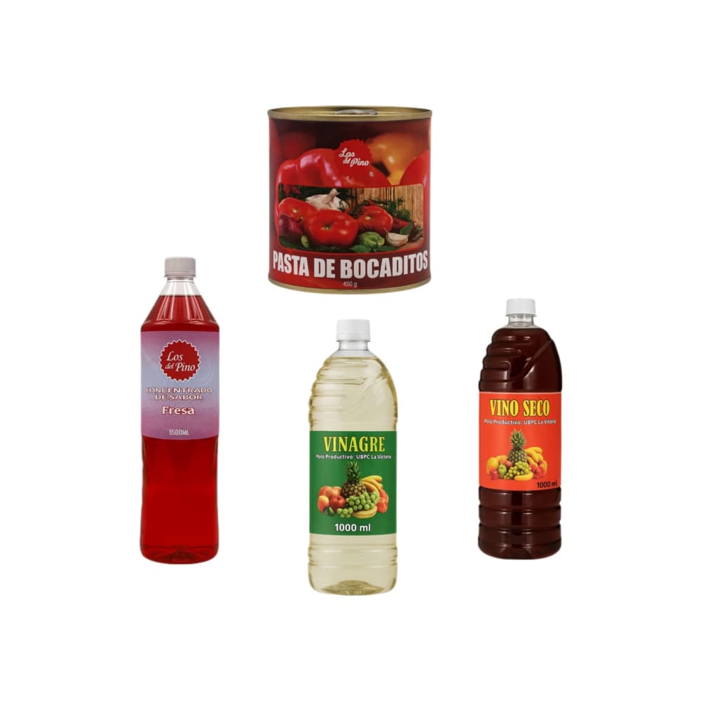 Vinagre + Vino seco + Pasta de bocaditos + Concentrado de sabor fresa - Imagen 1
