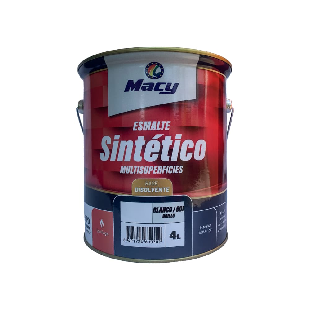 Esmalte sintético multisuperficies interior y exterior base disolvente color blanco brillo Macy (4 L) - Imagen 1