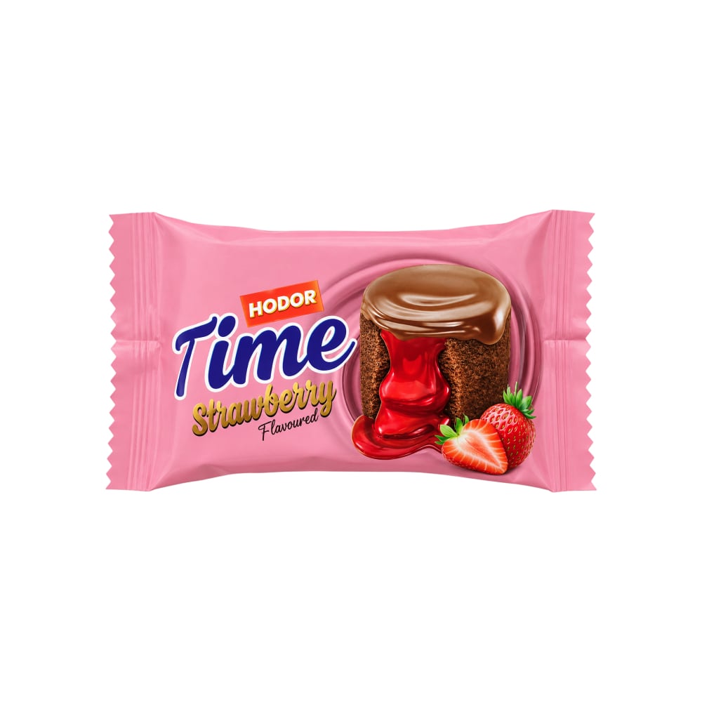 Pastel de cacao cubierto de cacao con relleno de salsa sabor fresa Hodor Time Strawberry (30 g / 1.06 oz) - Imagen 1