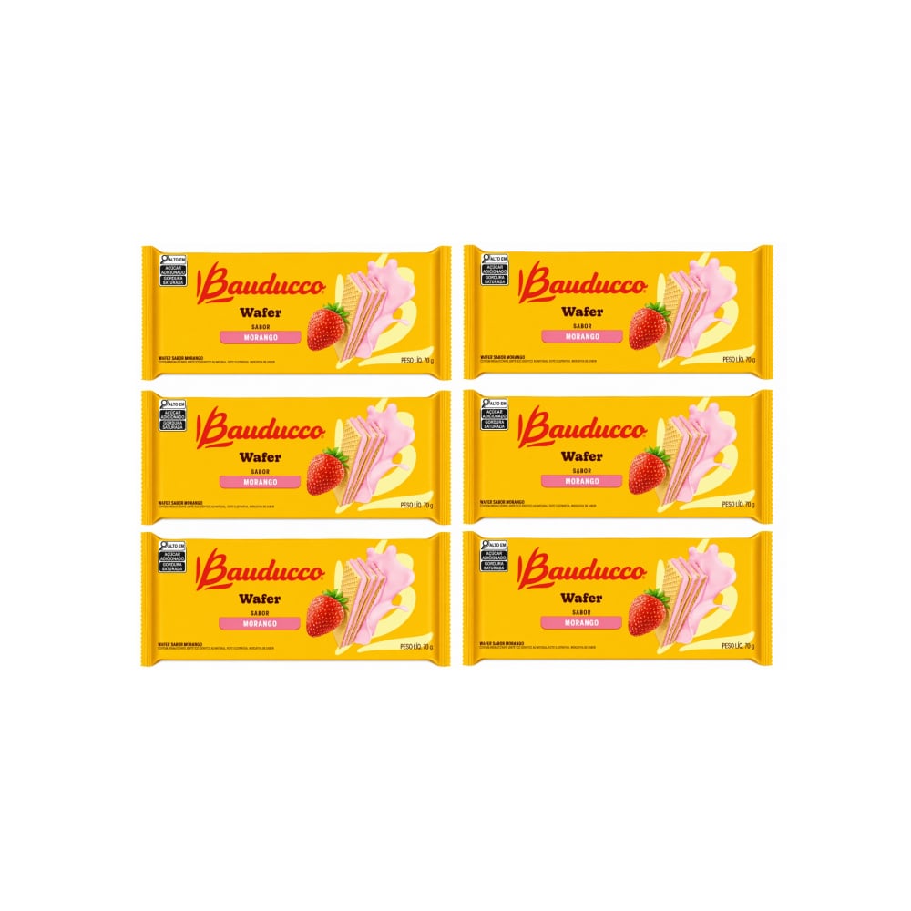 Sorbetos rellenos con crema sabor a fresa Bauducco (6 x 70 g / 2.46 oz) - Imagen 1