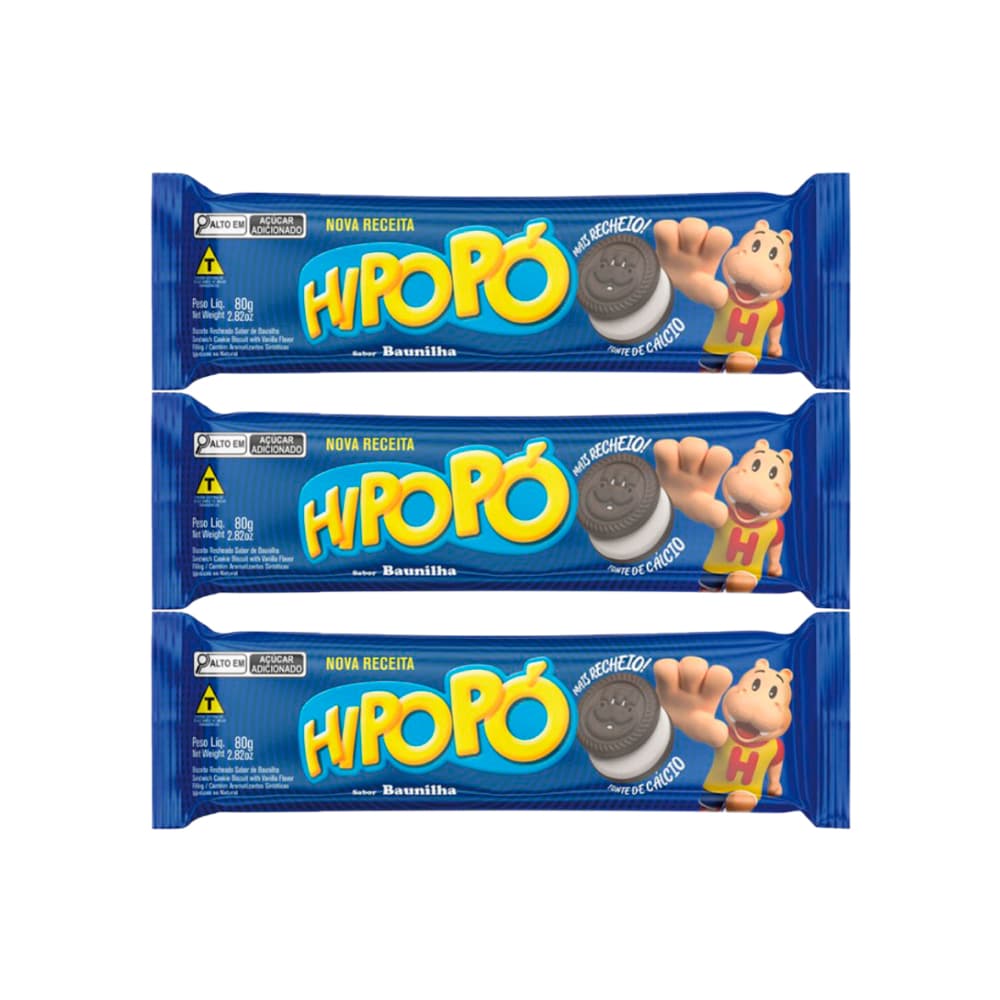 Galletas con relleno sabor vainilla Hipopó (3 x 80 g / 2.82 oz) - Imagen 1