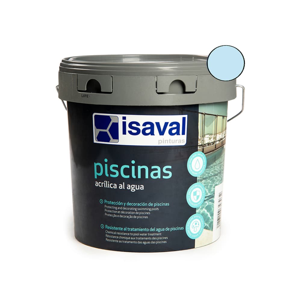 Pintura acrílica al agua para piscinas color azul Isaval (5 kg / 11 lb) - Imagen 1