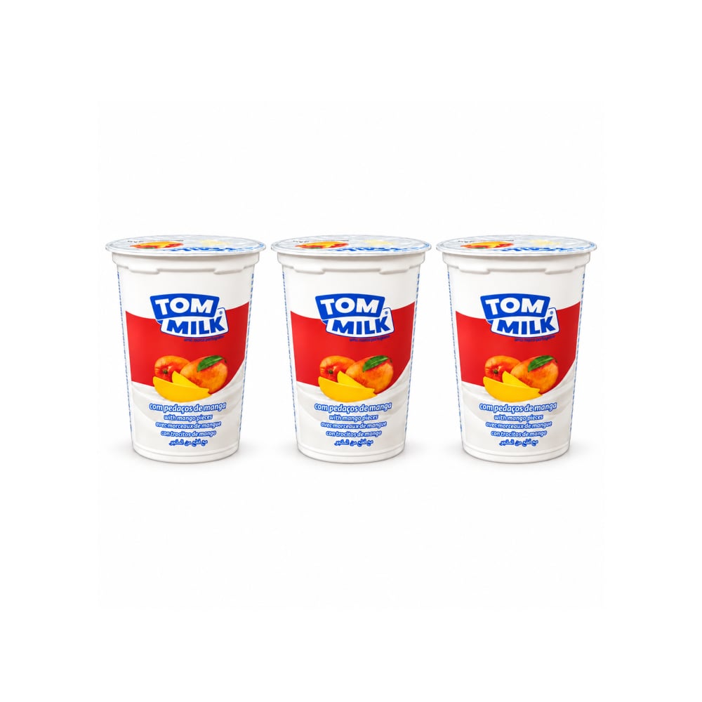Yogurt pasteurizado sabor mango con trocitos de frutas Tom Milk (3 x 500 g / 1.10 lb) - Imagen 1