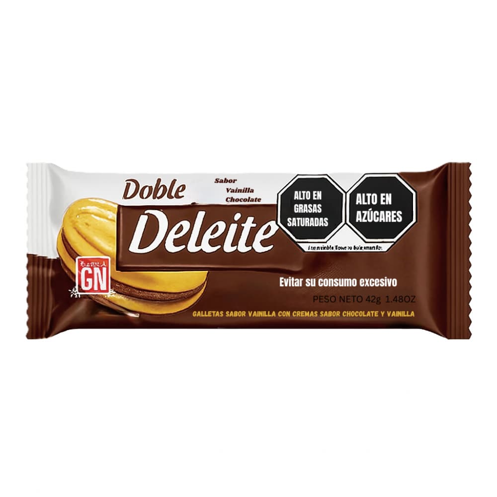 Galletas sabor vainilla con cremas sabor chocolate y vainilla Doble Deleite GN (42 g / 1.48 oz) - Imagen 1