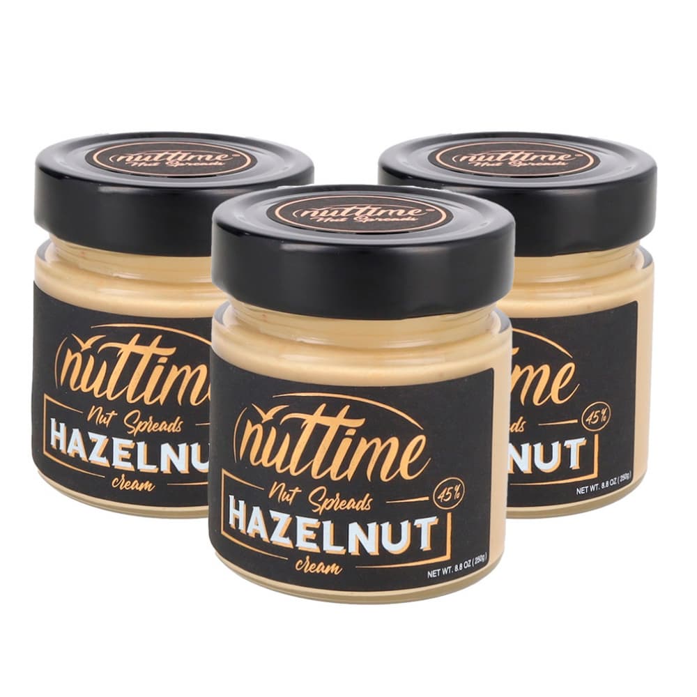 Crema de avellanas para untar Nuttime (3 x 250 g / 8.80 oz) - Imagen 1