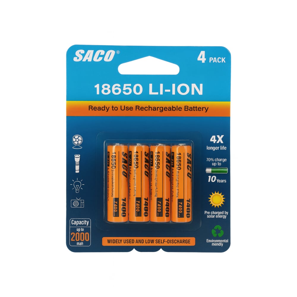 Baterías recargables 18650 Saco FR-34158 (4 U) - Imagen 1