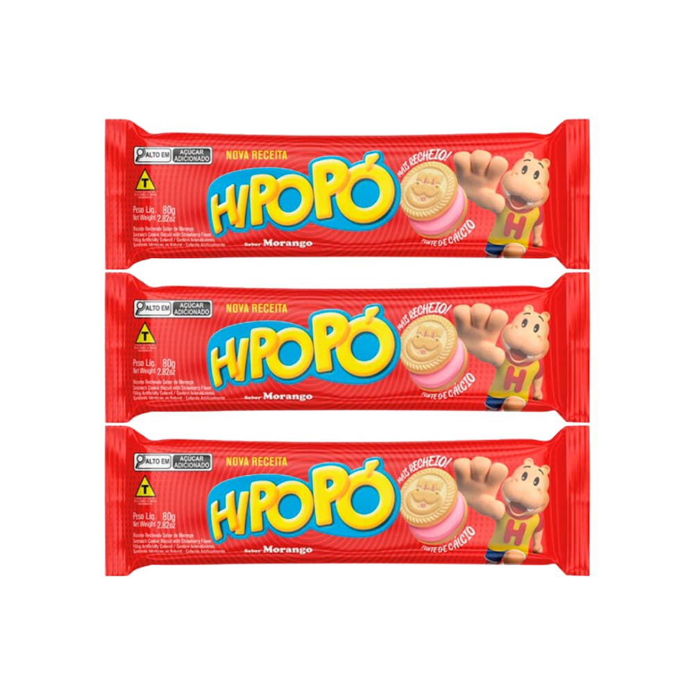 Galletas con relleno sabor fresa Hipopó (3 x 80 g / 2.82 oz) - Imagen 1