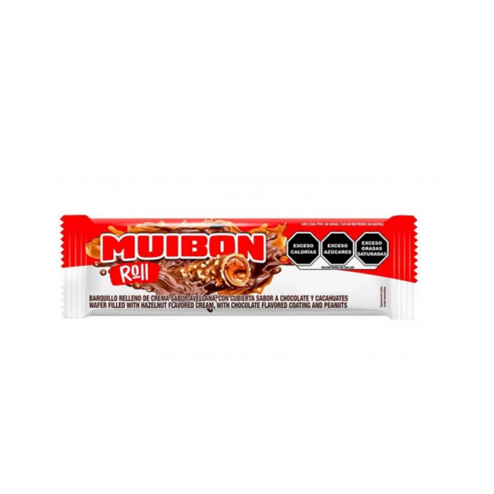 Barquillo relleno de crema sabor avellana con cubierta sabor a chocolate y cacahuete Muibon (21 g) - Imagen 1