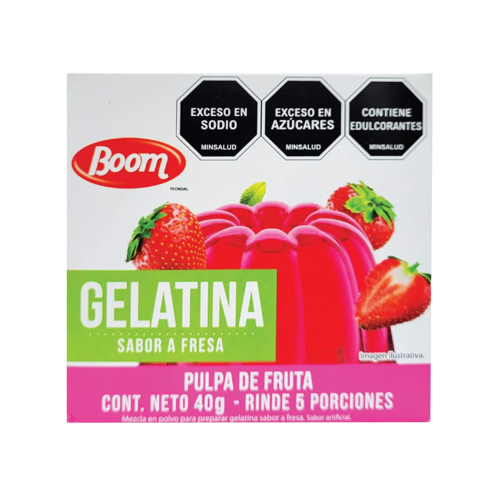 Gelatina sabor fresa Boom (40 g / 1.4 oz) - Imagen 1