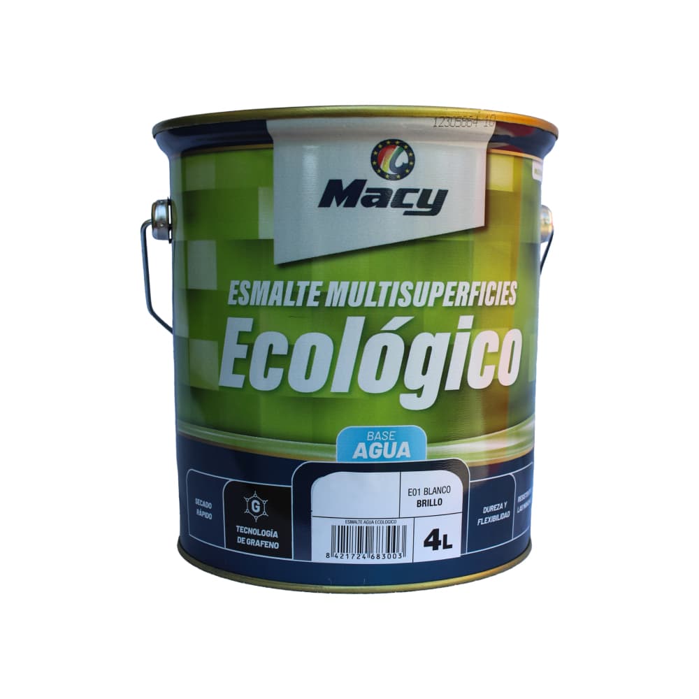 Esmalte multi-superficie ecológico base agua color blanco brillo Macy (4 L) - Imagen 1