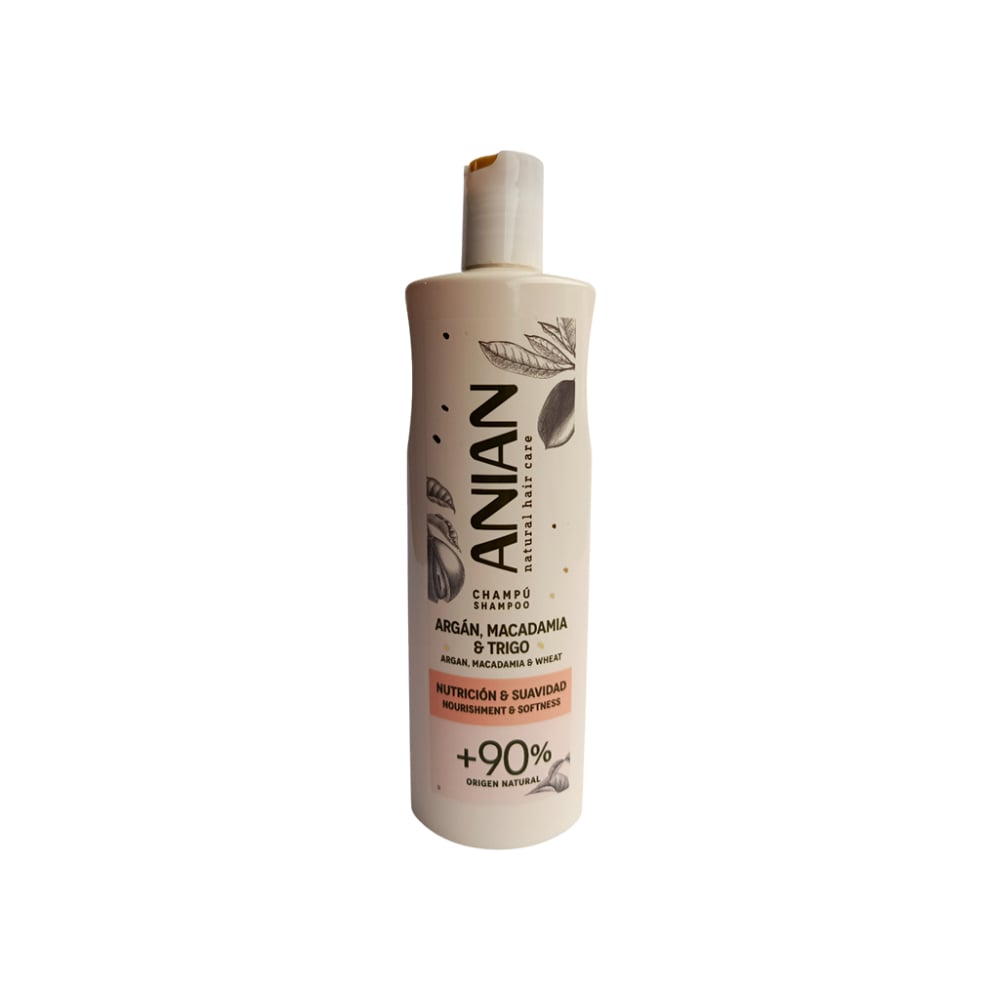 Champú con argán, macadamia y trigo Nnutrición y suavidad Anian (400 ml) - Imagen 1