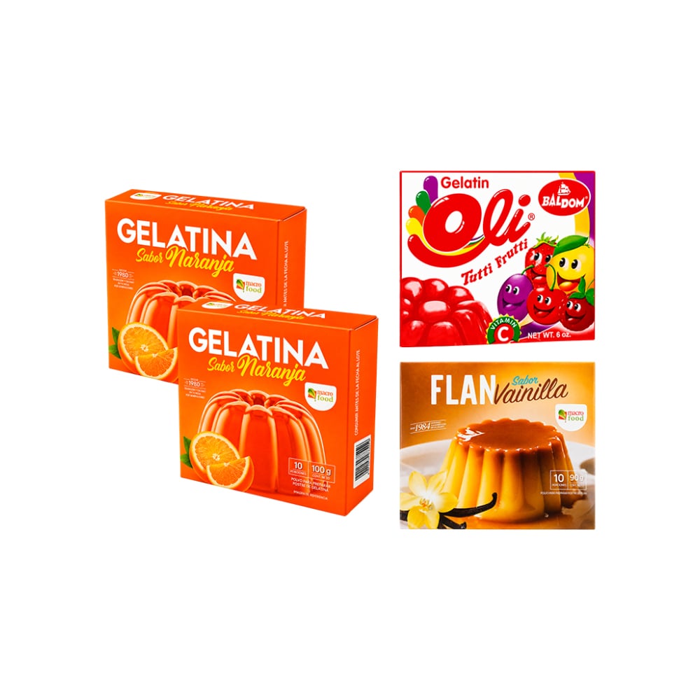 Combo: Gelatina naranja + Gelatina tutti frutti + Flan vainilla - Imagen 1