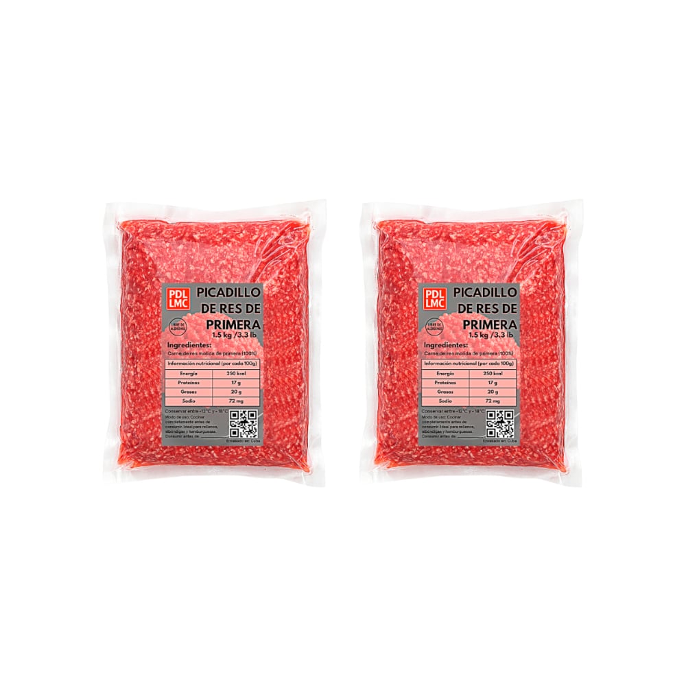 Picadillo de res de primera PDL LMC (2 x 1.5 kg / 3.3 lb) - Imagen 1