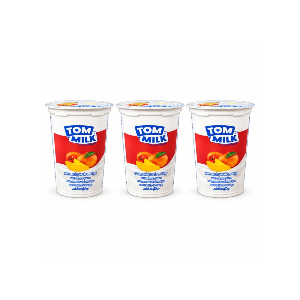 Yogurt pasteurizado sabor mango con trocitos de frutas Tom Milk (3 x 500 g / 1.10 lb) - Imagen 1