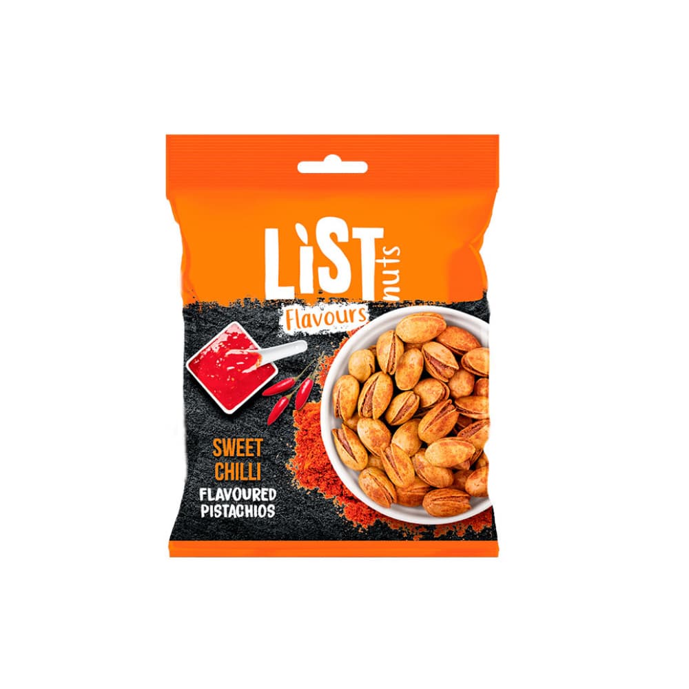 Pistachos con sabor a chile dulce List Nuts (100 g / 3.53 oz) - Imagen 1