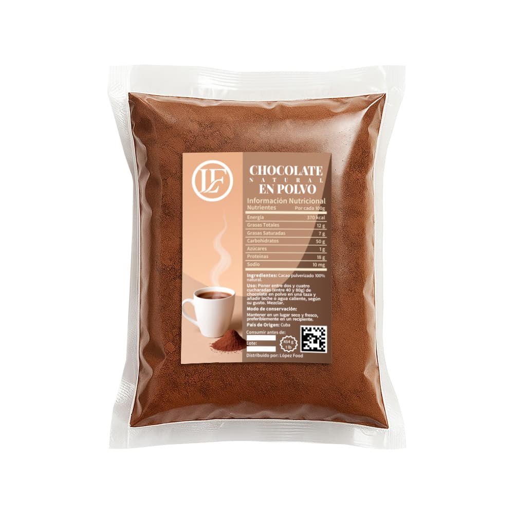 Chocolate natural en polvo LF (454 g / 1 lb) - Imagen 1