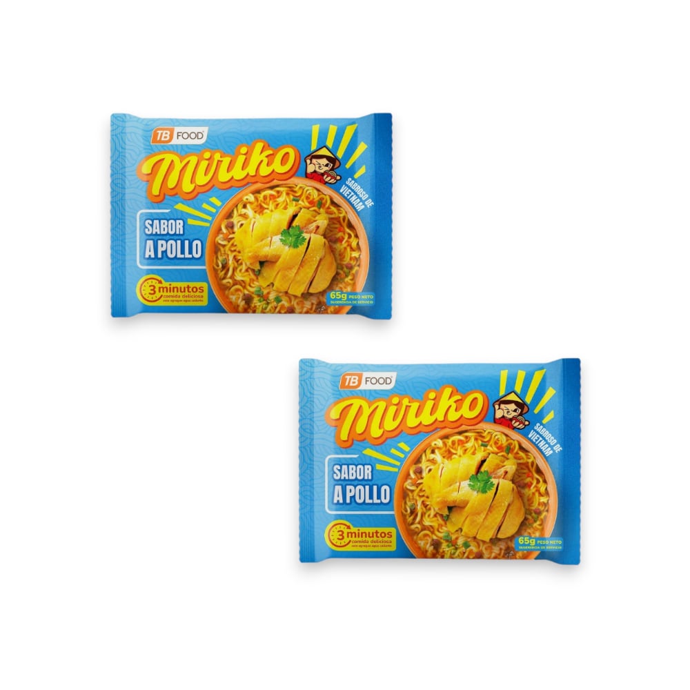 Sopa instantánea de fideos sabor a pollo Miriko (2 x 65 g / 2.29 oz) - Imagen 1