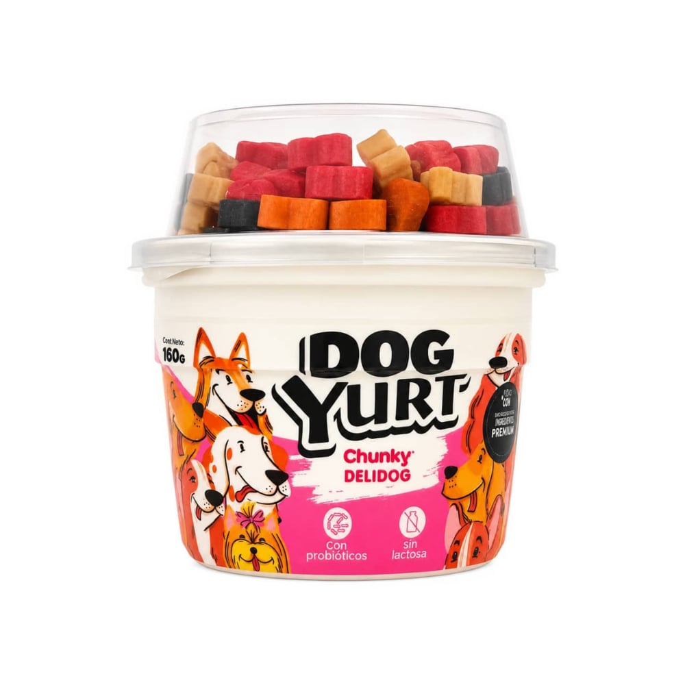 Yogurt delicioso en forma de snacks para perros con probióticos y sin lactosa Chunky Delidog (160 g / 5.64 oz) - Imagen 1