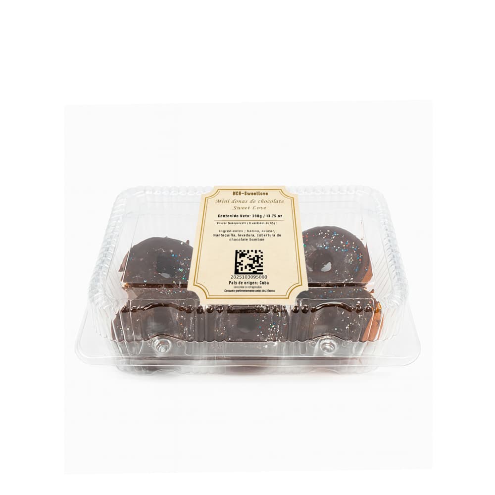Mini donas de chocolate Sweet Love (6 x 65 g / 2.29 oz) - Imagen 1