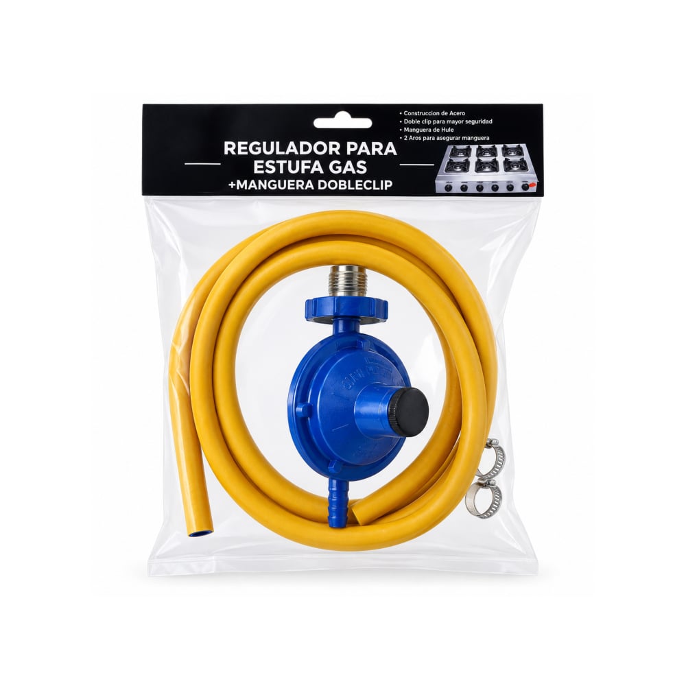 Kit regulador para estufa a gas con manguera doble clip Campingaz - Imagen 1