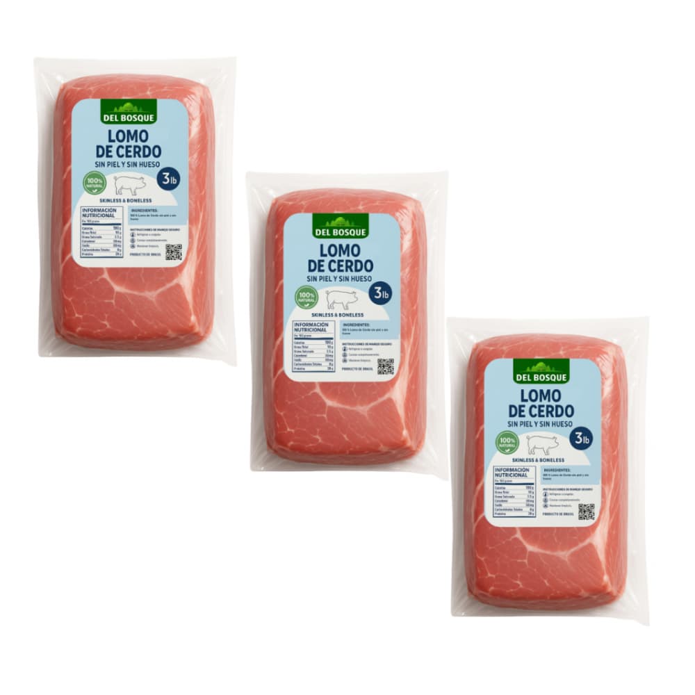 Combo de lomo de cerdo sin piel y sin hueso (3 x 3 lb) - Imagen 1