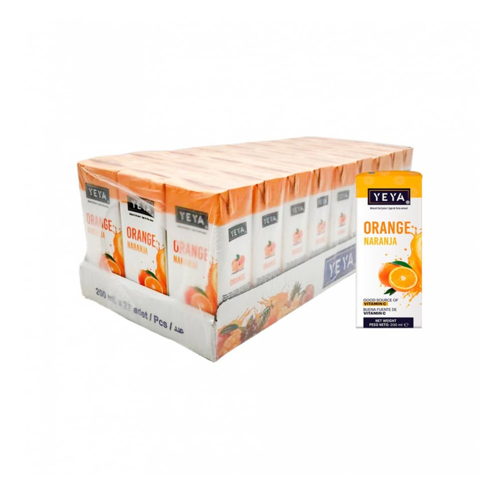 Bebida saborizada sabor naranja YEYA (27 x 200 ml) - Imagen 1
