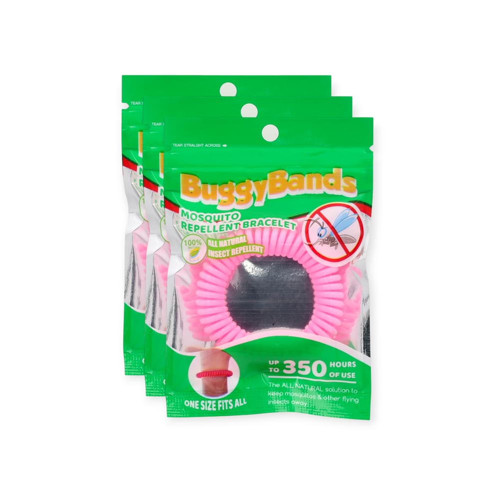 Pulseras repelentes para mosquitos, color rosado Buggy Bands (3 U) - Imagen 1