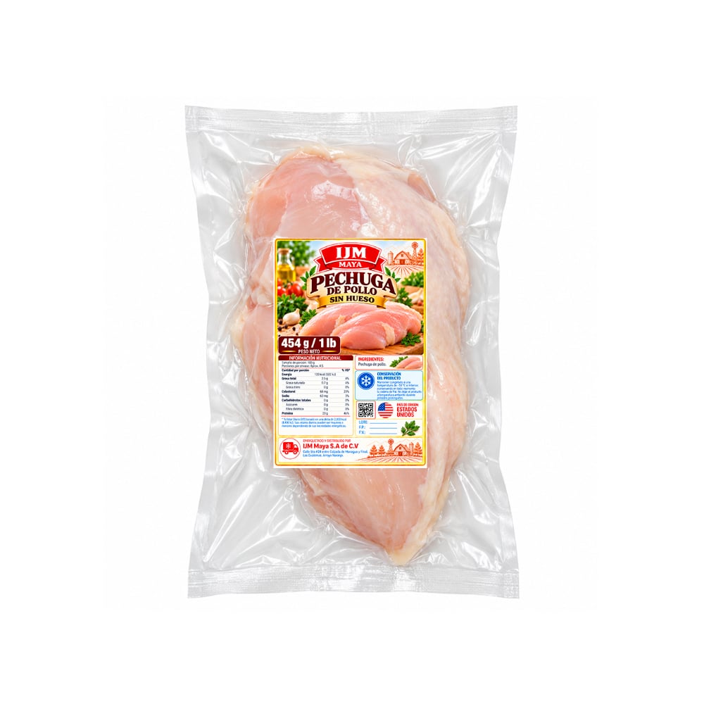 Pechuga de pollo sin hueso IJM Maya (454 g / 1 lb) - Imagen 1