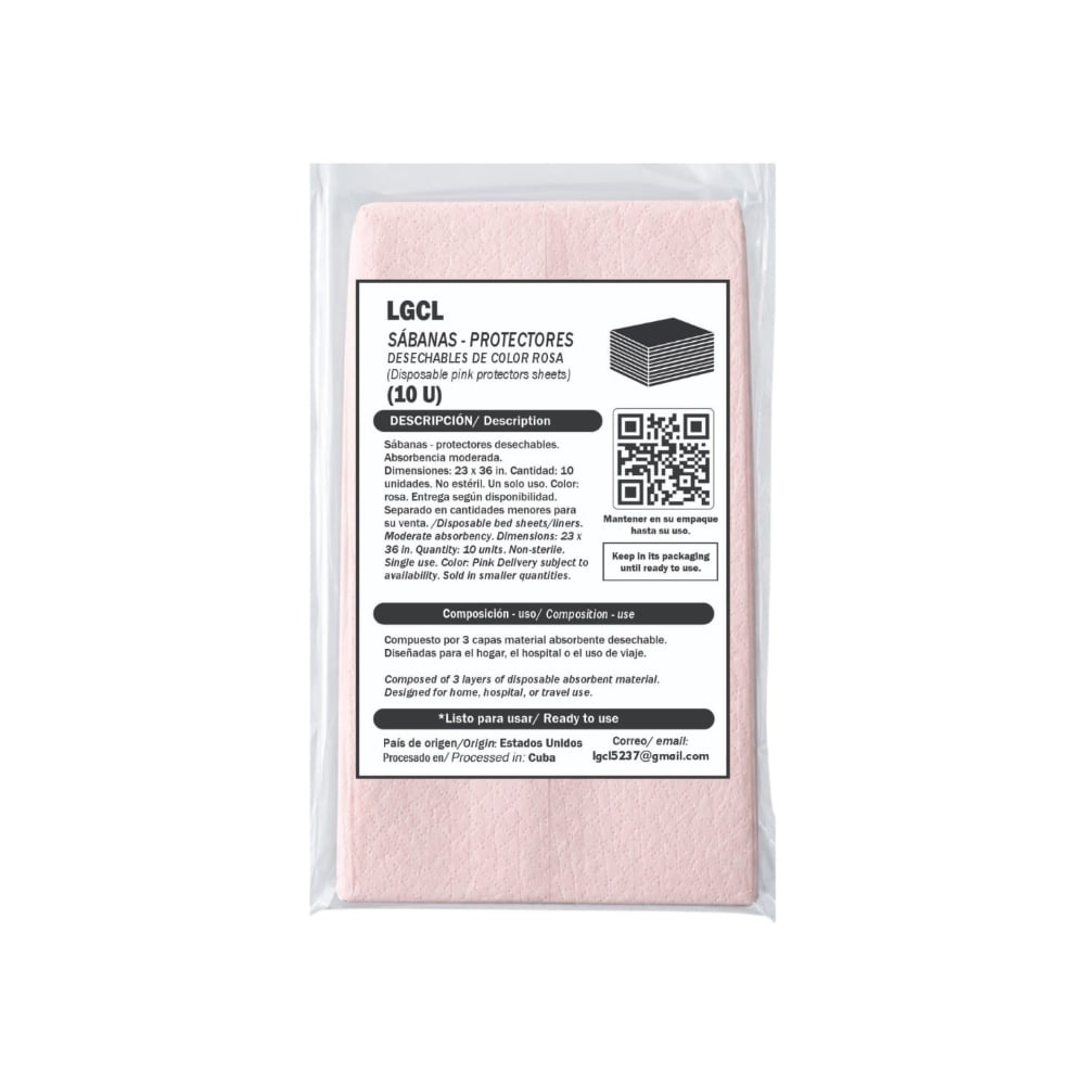 Sábanas - protectores desechables de color rosadas LGCL (10 U) - Imagen 1