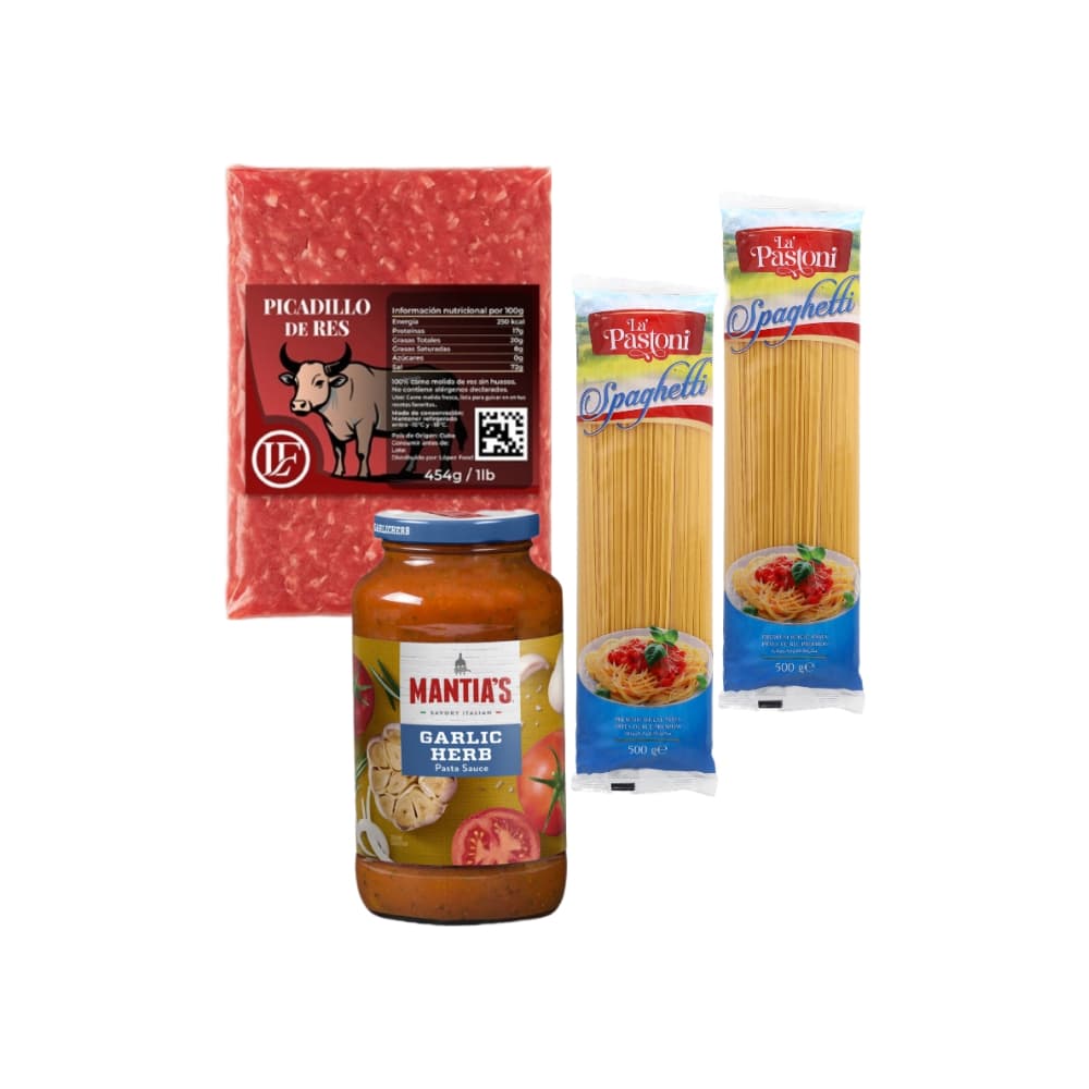 Picadillo de res + Espaguetis + Salsa para pasta con ajo y hierbas - Imagen 1