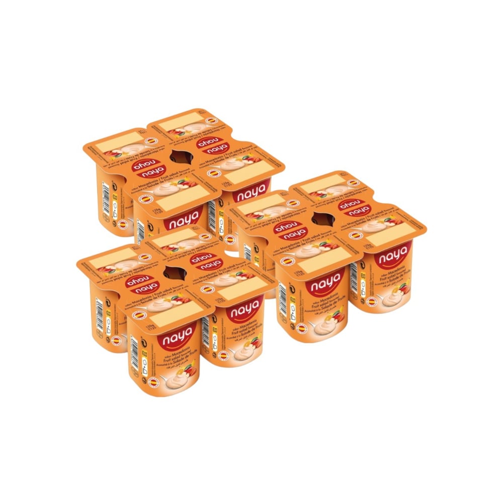 Yogurt pasteurizado sabor macedonia Naya (12 x 125 g / 4.41 oz) - Imagen 1