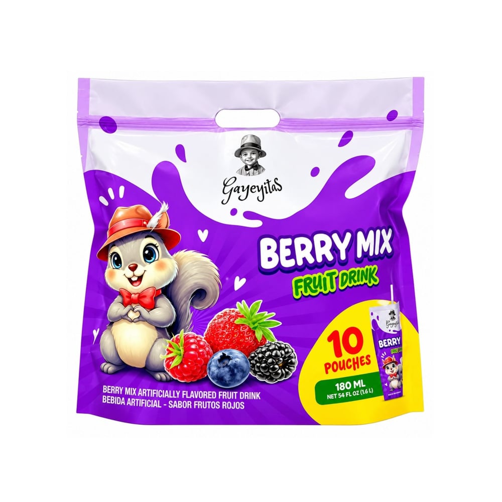 Bebidas de frutas surtidas sabor frutos rojos Gayeyitas (10 x 180 ml / 6.1 oz) - Imagen 1