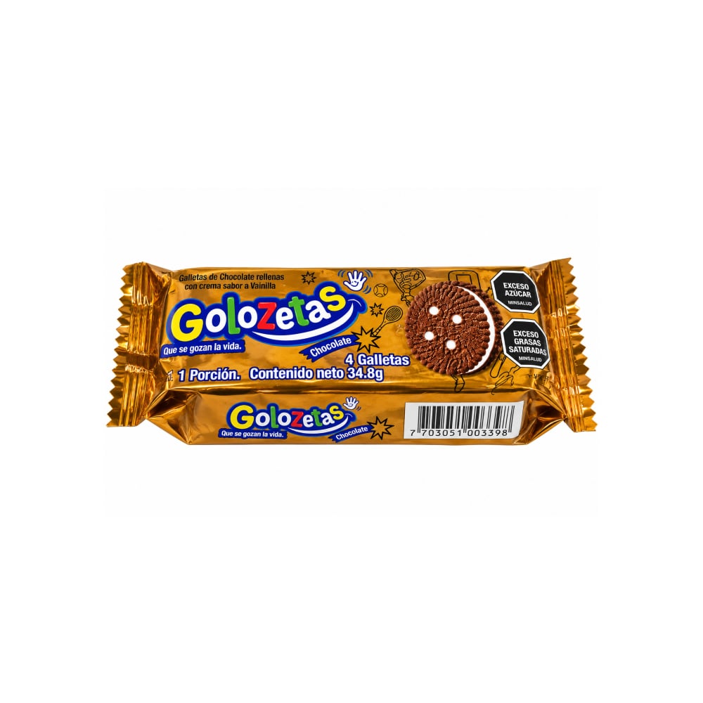 Galletas de chocolate rellenas con crema sabor a vainilla Golozetas (34.8 g / 1.22 oz) - Imagen 1