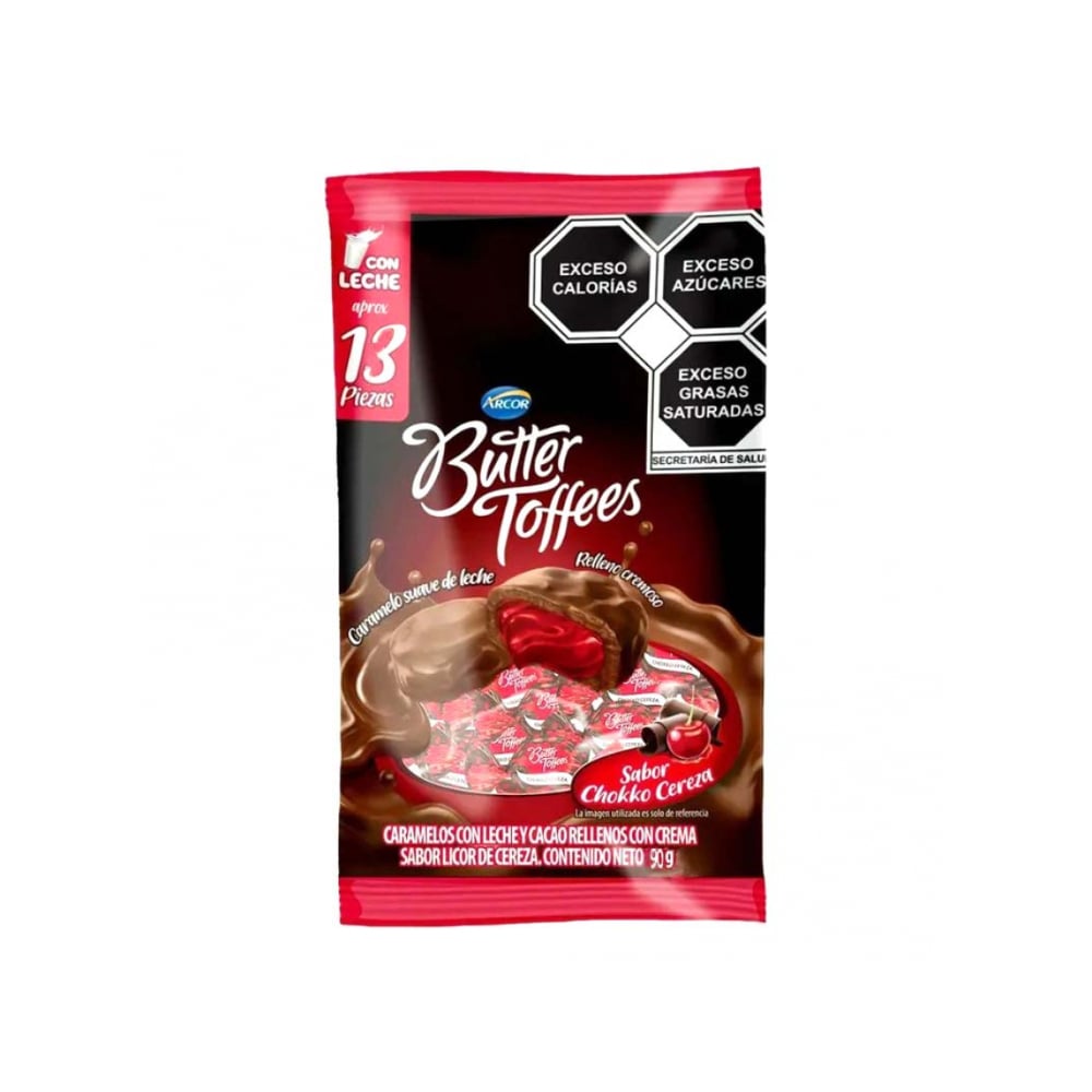 Caramelos con leche y cacao rellenos con crema sabor licor de cereza Arcor (90 g / 3.17 oz) - Imagen 1