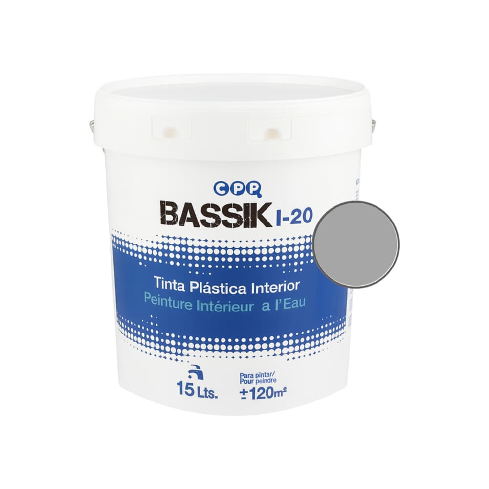 Pintura plástica interior color gris Bassik (15 L) - Imagen 1
