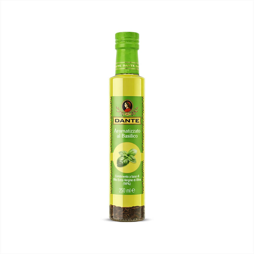 Aceite de oliva extra virgen aromatizado con albahaca Dante (250 ml) - Imagen 1