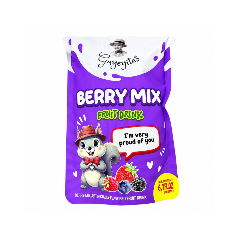 Bebida de frutas sabor a mezcla de bayas artificial Gayeyitas (180 ml / 6.1 fl oz) - Imagen 1