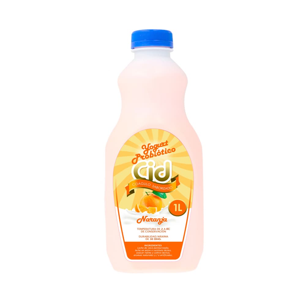 Yogurt probiótico de coágulo saborizado de naranja Cid (1 L) - Imagen 1