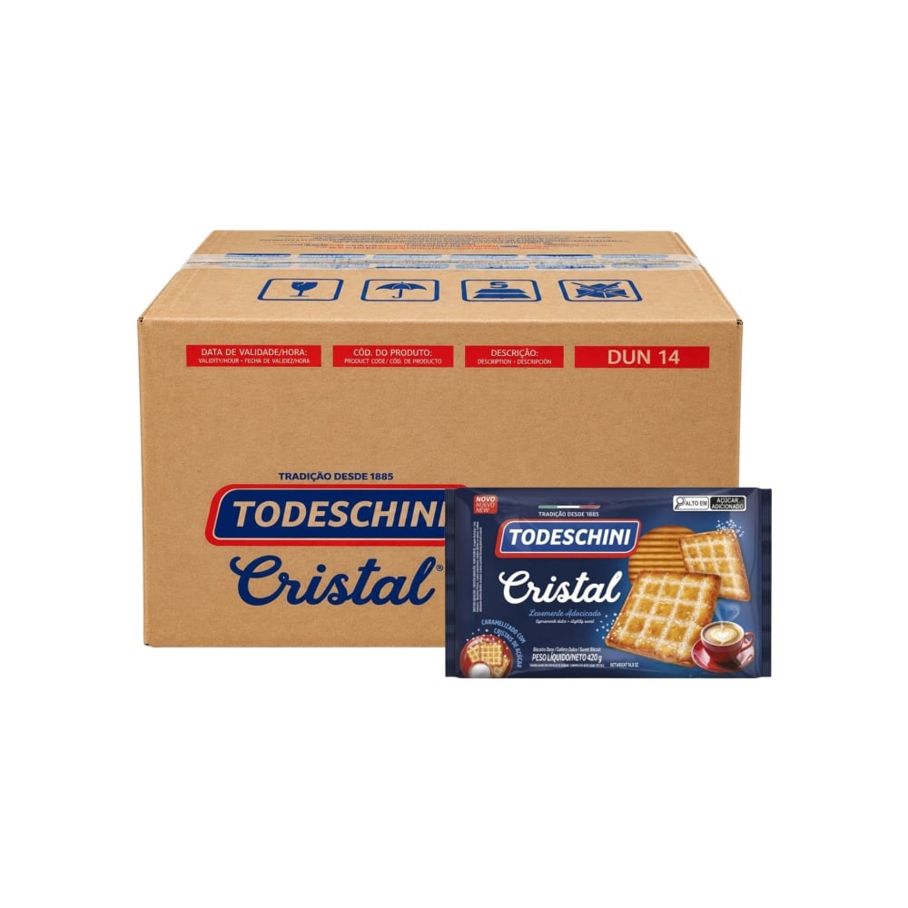 Galletas dulces caramelizadas con cristales de azúcar Todeschini Cristal (20 x 420 g / 14,8 oz) - Imagen 1