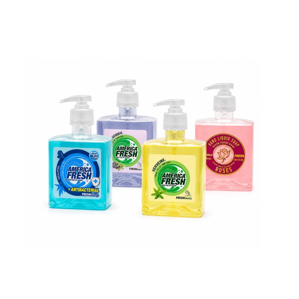 Jabones líquidos para manos América Fresh (4 x 300 ml / 10.10 oz) - Imagen 1