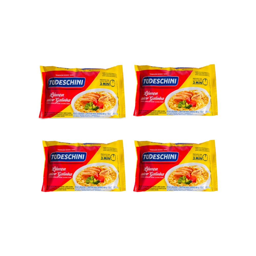 Fideos instantáneos sabor a pollo Todeschini (4 x 85 g / 2.99 oz) - Imagen 1
