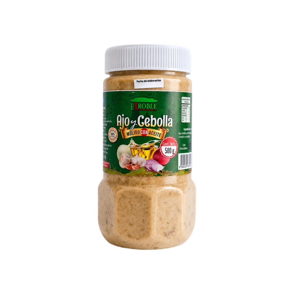 Ajo y cebolla molidos en aceite El Roble (500 g / 1.1 lb) - Imagen 1