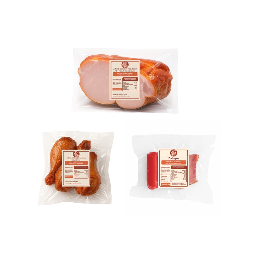 Lomo de cerdo ahumado sin piel y sin hueso + muslos de pollo al carbon + potajin - Imagen 1