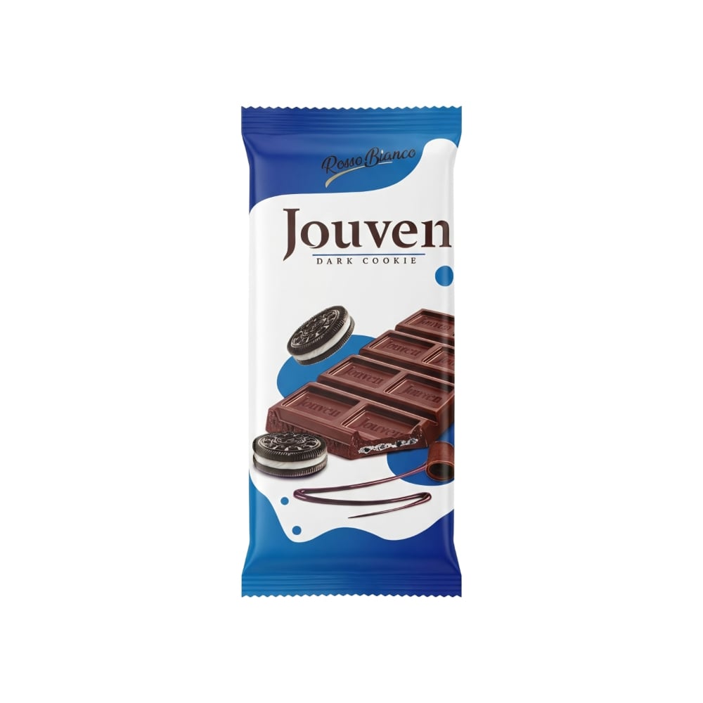 Tableta de chocolate rellena de crema y galletas Jouven Rosso Bianco (50 g / 1.76 oz) - Imagen 1
